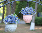 Bassion 24 Bundles Artificial Flowers for Outdoors Decoration, UV Resistant Blue Silk Fake Faux Flowers Artificial Plants for Outside Window Box Porch Garden Home Decor