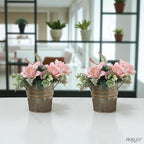 Hosley Set of 6 Metal Vases with Zinc Finish 5" Dia x 5" H Ideal Gift for Wedding Special Occasion Home Office Dried Floral Arrangements