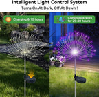 Slyuexu Solar Garden Lights Outdoor Waterproof, 2 Pack 120 LED Solar Firework Lights Decorative Garden Décor Outside for Flowerbed Pathway Party Christmas Decoration, Purple