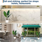Garvee Set of 2 Realistic Artificial Fiddle Leaf Fig Trees – Decorative Faux Greenery for Home or Office – White Marble Pots – Mini Traveler's Banana – 50cm – Two