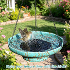 Solar Fountain Ceramic Hanging Bird Bath,Bird Bath for Outside,Outdoor Fountain Bird Bath,Garden and Home Decor