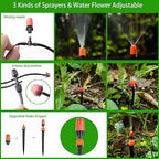 280 Pcs Drip Irrigation Kit, 147FT Garden Watering System 1/2 1/4 in Distribution Tubing Hose Automatic Patio Misting System Micro Automatic Drip Irrigation for Plant Garden Greenhouse Patio Lawn