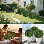 23 inches Set of 2 Artificial Topiary Trees for Outdoor, UV Resistant Faux Boxwood Ball Plants, Fake Outdoor Plants & Boxwood Topiary for Indoor, Porch, Patio, Lawn Front Door Decor
