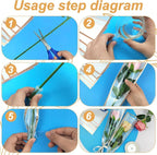 Flower Packaging Kit, 100 Flower Wrapping Bag Single Rose Sleeve 100 Floral Water Tubes 72ft Ribbon Single Flower Packaging Bags for Wedding Mother's Day Florist Birthday Flower Wrapping (White)