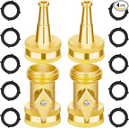 AUTOMAN Brass Hose Nozzle - High Pressure Jet Nozzle 4 Count (2 Set), Heavy Duty Water Hose Sprayer Sweeper with Hose Shutoff Valve, 3/4” GHT Nozzles for Garden Hose, Car Wash, Extra 10 Rubber Washers