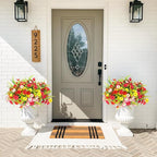 Artificial Flowers for Outdoors 12 Bundles Artificial Petunias Fake Flowers UV Resistant Shrubs Plants with Fern for Indoor Outside Hanging Planters Home Garden Spring Summer Decorations