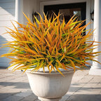 16 Pcs Artificial Plants Outdoor Fake Grass Faux Greenery Stems UV Resistant Plastic Plants Shrubs for Planters Patio Garden Front Porch Pathway Spring Summer Home Decor, Yellow