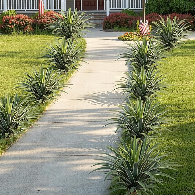 Artificial Agave Plant 27.55Inch UV Resistant Faux Agave Plant Outdoor Large Fake Plants Indoor Realistic Artificial Plants Without Pot for Outdoor Patio Garden Indoor Home Decor (2 Packs)