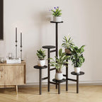 6 Tier Corner Plant Stand Indoor Outdoor, Tall Large Plant Shelf for Multiple Plants, Tiered Flower Pot Holder, Metal Display Plant Shelves for Living Room, Balcony, Patio, Garden (Black)GPS514B