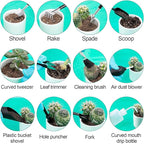 20pcs Small Gardening Tools Gifts for Women Beginners - Garden Hand Tools Set for Indoor Succulent Bonsai Plants Transplanting, Included 39.4" Plant Repotting Mat/Miniature Shovel/Labels, Green