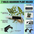 2 Pack Hanging Aquarium Plant Holder – 7-Hole Fish Tank Plant Pot for Pothos & Aquatic Plants, Floating Plant Corral, Aquascape Decor, Rim Plant Holder (Black)