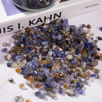 0.5 Lb/230g Blue Agate Crushed Stone Tumbled Chips Bulk, Natural Polished Aquarium Gravel Rocks Crystals Stones Decorative Fish Tank Pebbles Vase Filler - 5-7mm