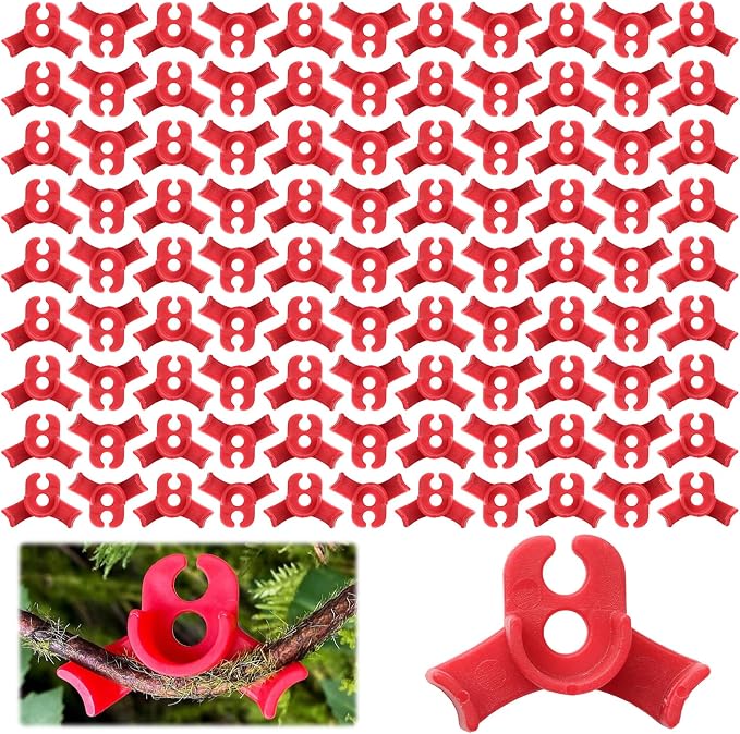100 Pcs Plant Training Clips, Adjustable Low-Stress Training Plant Clips, Reusable 90-Degree Bendies Folder to Bend for Tomatoe Cucumber Bean Climbing Plants in Indoor Outdoor Gardens (Red)