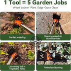 4-in-1 Weeding Tool with Hoe, Grabber, Pruning Shears & Scrub Brush,Garden Hoe & Weed Puller Tool with Long Handle,Dandelion Heavy Duty Uprooting Tool for Lawn Yard Garden