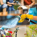 Non-Expandable Garden Hose 75feet, with 10 Function Hose Nozzle, Tough & Flexible, Lightweight, Crush Resistant Fittings, Kink & Tangle Free, Rust Proof