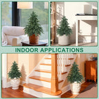 Artificial Cedar Topiary Trees with Ground Spike, 2 Pack Fake Pine Shrubs Bushes, UV Resistant Faux Evergreen Cypress Tree Plants for Indoor Outdoor Planters Front Porch