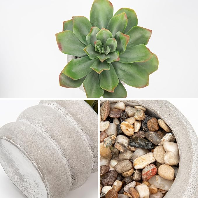 Hollyone Fake Plants Succulents Artificial Agave Succulent Plants Faux Aloe Potted Plant in White Glaze Ceramic Pot for Desk Modern Office Room Table Shelf Bathroom Garden Greenery Home Decor