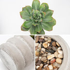 Hollyone Fake Plants Succulents Artificial Agave Succulent Plants Faux Aloe Potted Plant in White Glaze Ceramic Pot for Desk Modern Office Room Table Shelf Bathroom Garden Greenery Home Decor