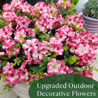 Artificial Geranium Flowers for Outdoor Decoration, 6 Bundles UV Resistant Silk Geranium Fake Plants Faux Flowers for Front Porch Garden Patio Window Box Outside Indoor Decor (Pink)