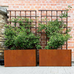 Co rten Steel Planters, 36X15X15 inch Large Rectangular Trough, All-Weather Rust-Resistant Design for Porch, Patio, Garden, Brown