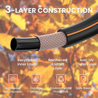 Giraffe Tools Garden Hose 3/4", Heavy Duty Water Hose, Flexible, Lightweight Hybrid Hose with Swivel Handle, 12ft Male to Female Fittings, Burst 600 PSI