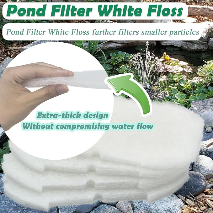 NEWKE 16 Pack Filter Media Set for Aquagarden Suitable for Inpond 5in1 200 Gallon Model, Pond Filter White Floss & Foam Filter Pads & Ceramic Rings