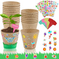 NNG 20 Set Garden Paper Pot Craft Kit,20Pcs Round Paper Mache Pots Peat Plant Pots with 200pcs Adhesive Foam Stickers & 20Pcs Pots Labels,Flower Plant Spring Craft for DIY Flower Planting