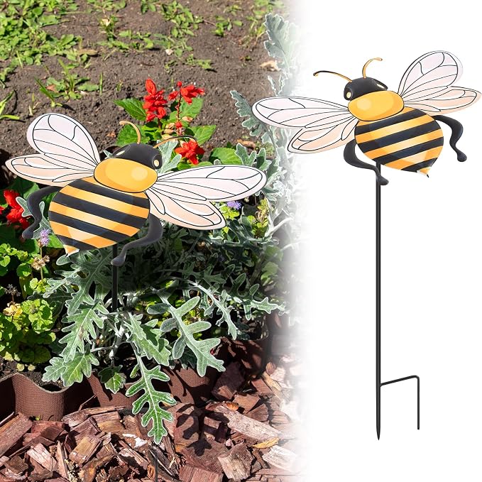 Reallnaive Small Metal Plant Umbrella for Outdoor Bee Garden Decor Umbrella Plants Shade Cover Sunshade Disk Outdoor for Potted Live Decor