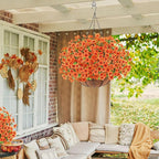 Artificial Flowers Hanging Plants in Basket, Artificial Hanging Flowers for Spring Outdoor Indoor Decor, UV Resistant Hanging Baskets with Fake Flowers for Spring Summer Patio Garden Porch Decor