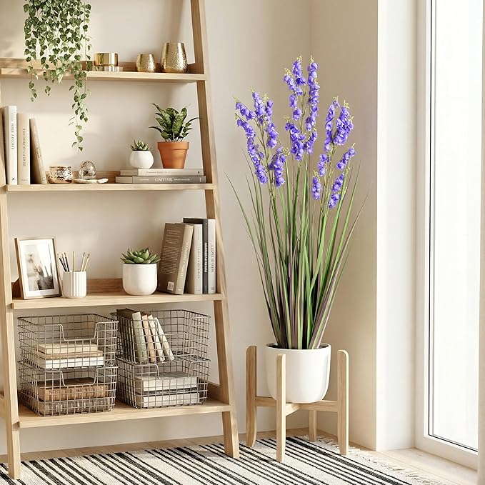 Ttranewsoo Green Onions Home Decor Fake Plants Lily of The Valley Snake Plant Home DéCor Accents Artificial Grass Room Decor Artificial Plants Indoor Artificial Grass 36" 1 Pack(Purple)
