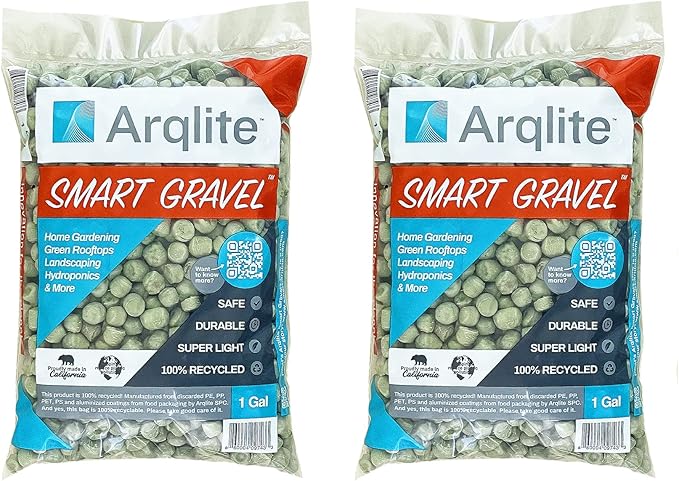 Arqlite Smart Gravel 1 Gallon Eco Friendly for Drainage, Hydroponics, Plant Drainage, Plant Gravel, Planter, or Gardening (Pack of 2)