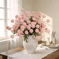 12Pcs Fake Kiku Flowers, Artificial Small Chrysanthemum Balls with Stems, Faux Silk Mini Pompon Mums for Vase Floral Arrangement DIY Bouquets Wedding Party Table Centerpieces Home Decor (No Vase)