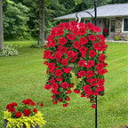 Artificial Geranium Hanging Flowers for Outdoor Decoration, 2 Bundles UV Resistant Silk Geranium Fake Plants Faux Flowers for Front Porch Garden Patio Window Box Outside Indoor Decor (Red)