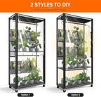 Bstrip Indoor Greenhouse Cabinet with Pegboard, Indoor Greenhouse with 4 Pack 96W Full Spectrum Grow Light for Indoor Plant, Foliage Plants, 29.5"x13.8"x59"