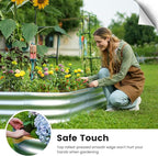 KING BIRD Raised Garden Bed with Arched Trellis Galvanized Planter Garden Box Outdoor for Gardening, Climbing Vegetables, Flowers Silver, 7.87x3.94x0.98 Ft 2PCS