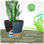 Self-Watering Pots for Indoor Plants 4 Pack, 6/8/10/12 Inch Outdoor Planters with Water Level Indicator&Deep Reservoir, Decorative Flower Pots for Indoor Plants,Home Decor (Blue, 12+10+8+6 inch)