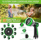 Non-Expanding Garden Hose 25 ft, Lightweight Hose & Flexible Water Hose With 10-Pattern Spray Nozzle, Kink-Free Design, Durable Leakproof Yard Outdoor Hose, Portable Storage Strap, 25 Feet