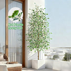 Bailikang 7FT Artificial Ficus Trees Indoor Faux Trees Indoor Fake Floor Plants Tall Artificial Tree with White Pot Faux Tree Fake Indoor Tree Silk Plants Artificial Trees for Home Decor Indoor