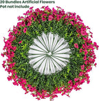 Lnoicy 20 Bundles Artificial Flowers for Outdoor Fake Plants for Spring Decoration,Faux Eucalyptus Flowers for Planter UV Resistant Lifelike for Home Porch Garden（Rose Red）