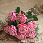 Flower Artificial, Artificial Silk Melaleuca Roses Wedding Photography Bouquets Valentine's Day Gift Home Living Room Simulation Flower Decoration(Champagne)