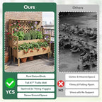Raised Garden Bed with Trellis & Top Shelf, Outdoor Elevated Planter Box with 2 Planting Areas, Liner & Metal Corners for Climbing Plants, Vegetables, Herbs