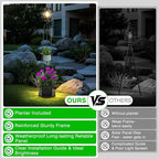TOWPONICS 2-Pack Solar Lights Outdoor with Plant Stands, 52.4'' Solar Floor Lamp with Planter & LED Edison Bulbs, Patio Lights Outdoor Waterproof Garden Decor, Yard Porch Balcony Decoration