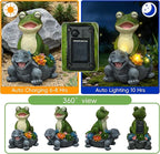 Solar Turtle Frog Garden Statue - Happy Turtle Frog Statue with LED Succulent,Garden Gifts,Outdoor Statues Decoration for Patio Backyard Yard Lawn Ornament,Birthday Gifts for Women Mom Grandma
