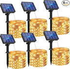 btfarm Solar String Lights for Outside, 6 Pack 198FT 480LED Solar Fairy Lights Waterproof with 8 Modes, Twinkle Solar Powered Outdoor Lights for Tree Garden Yard Christmas Wedding Party, Warm White