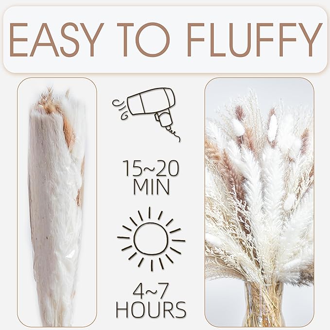 440PCS Natural Dried Pampas Grass Boho Home Decor Bouquet Phragmites Dried Flowers Bouquet for Wedding Floral Arrangements Home Decorations (440PCS)