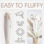 130PCS Natural Dried Pampas Grass Boho Home Decor Bouquet Phragmites Dried Flowers Bouquet for Wedding Floral Arrangements Living Room Decorations (130PCS)