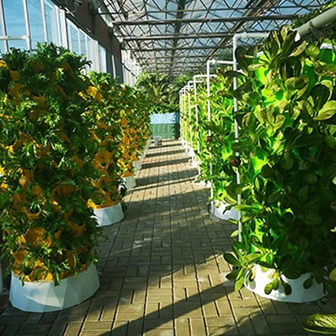 FLTRGO Hydroponics Tower, Garden Tower Aeroponics Growing Kit Aquaponics Grow System for Herbs, Fruits and Vegetables with Hydrating Pump, Timer, Adapter, Seeding Bed Net Pots