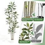 Artificial Rubber Tree 7FT, Tall Fake Plants in White Planter, Faux Plants Indoor Large Floor Silk Rubber Plant in Pot, Tropical Artificial Trees for House Home Office Room Outdoor Decor