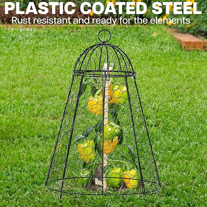 Life Finds Chicken Wire Garden Cloche Set, Protective Plant Cover for Flowers and Produce with Removable Top, Protection from Animals, Pack of 6, LF-GC6P