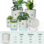 6 Pack Self Watering Pots for Indoor Plants, 4+5.5+6.3 Inch Self Watering Plant Pots Set, Flower Pots with Wick Rope and Reservoir for African Violet, Spider Plant, Orchid